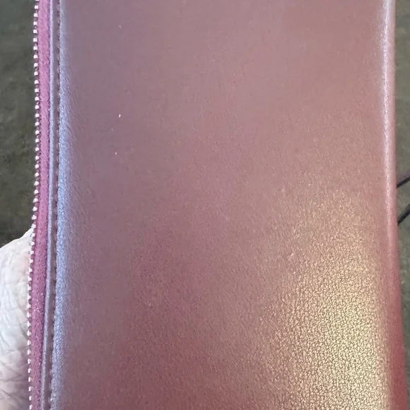 Burgundy Faux Leather Tassel Wristlet/Crossbody purse. - Picture 9 of 10